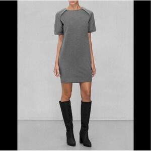 & Other Stories Gray Raglan Short Sleeve Mini Knit Dress Size US 6